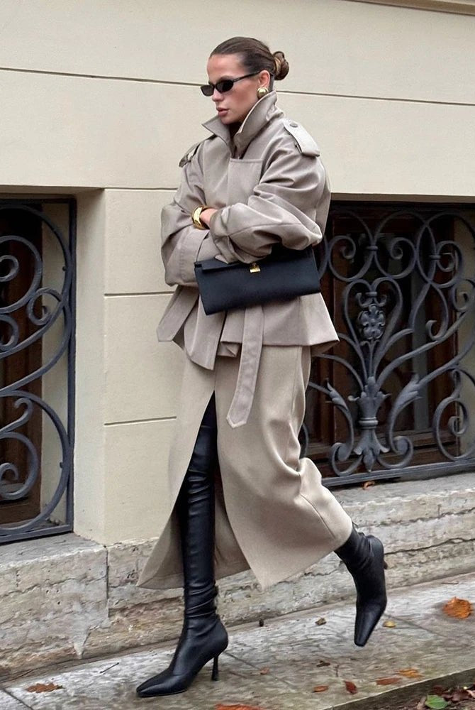 SOERA Molly Belted Cropped Trench Coat - Jackets - 1005009088260377-;KL1773321573476338952 Beige M