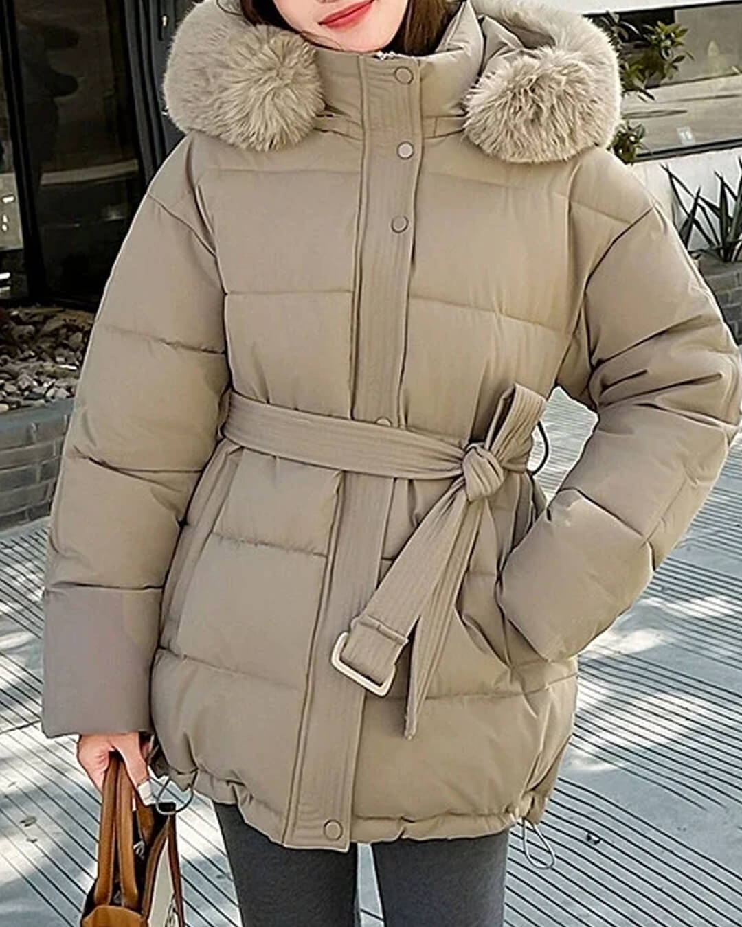 SOERA Myrtle Faux Fur Collar Coat - Jackets - Beige S