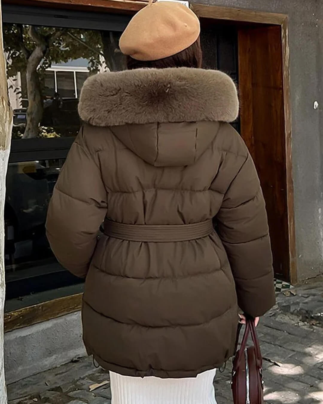 SOERA Myrtle Faux Fur Collar Coat - Jackets - Dark Brown S