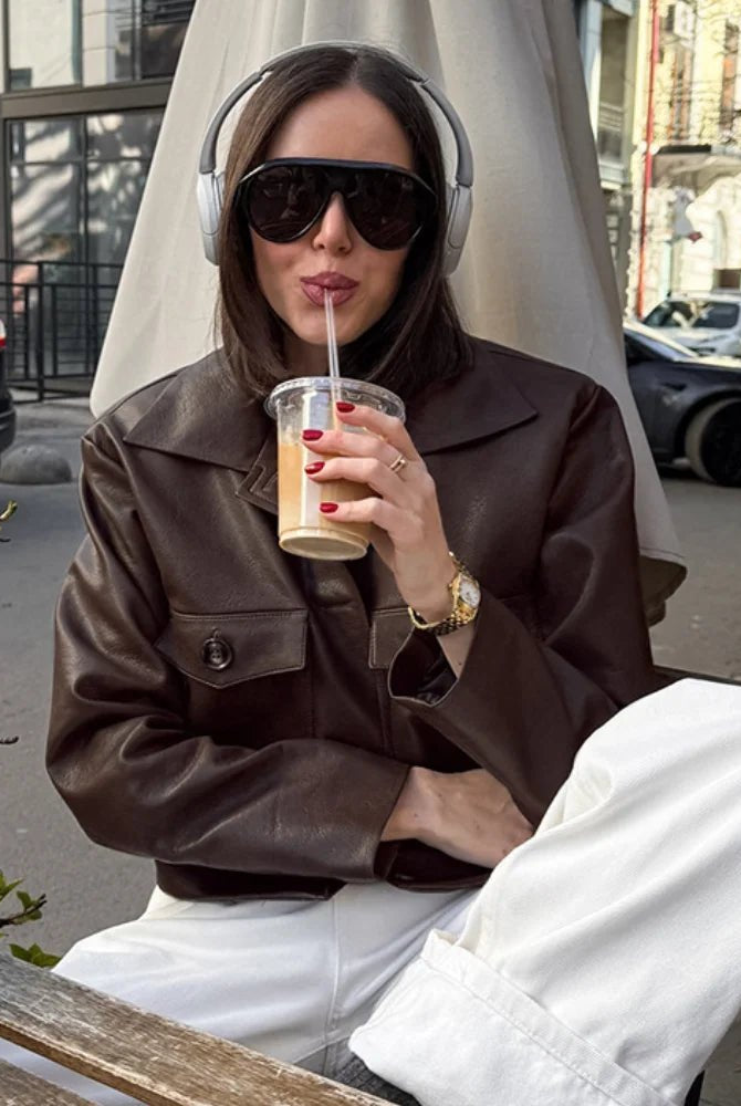 SOERA Rachelle Cropped Faux Leather Jacket - Jackets - 1005009685631106-;Wo1776154514201298584 M