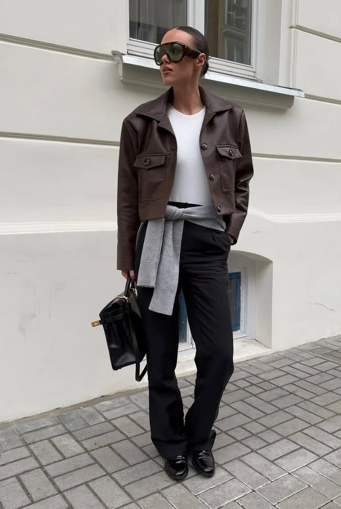 SOERA Rachelle Cropped Faux Leather Jacket - Jackets - 1005009685631106-;XH1776154514201392424 S