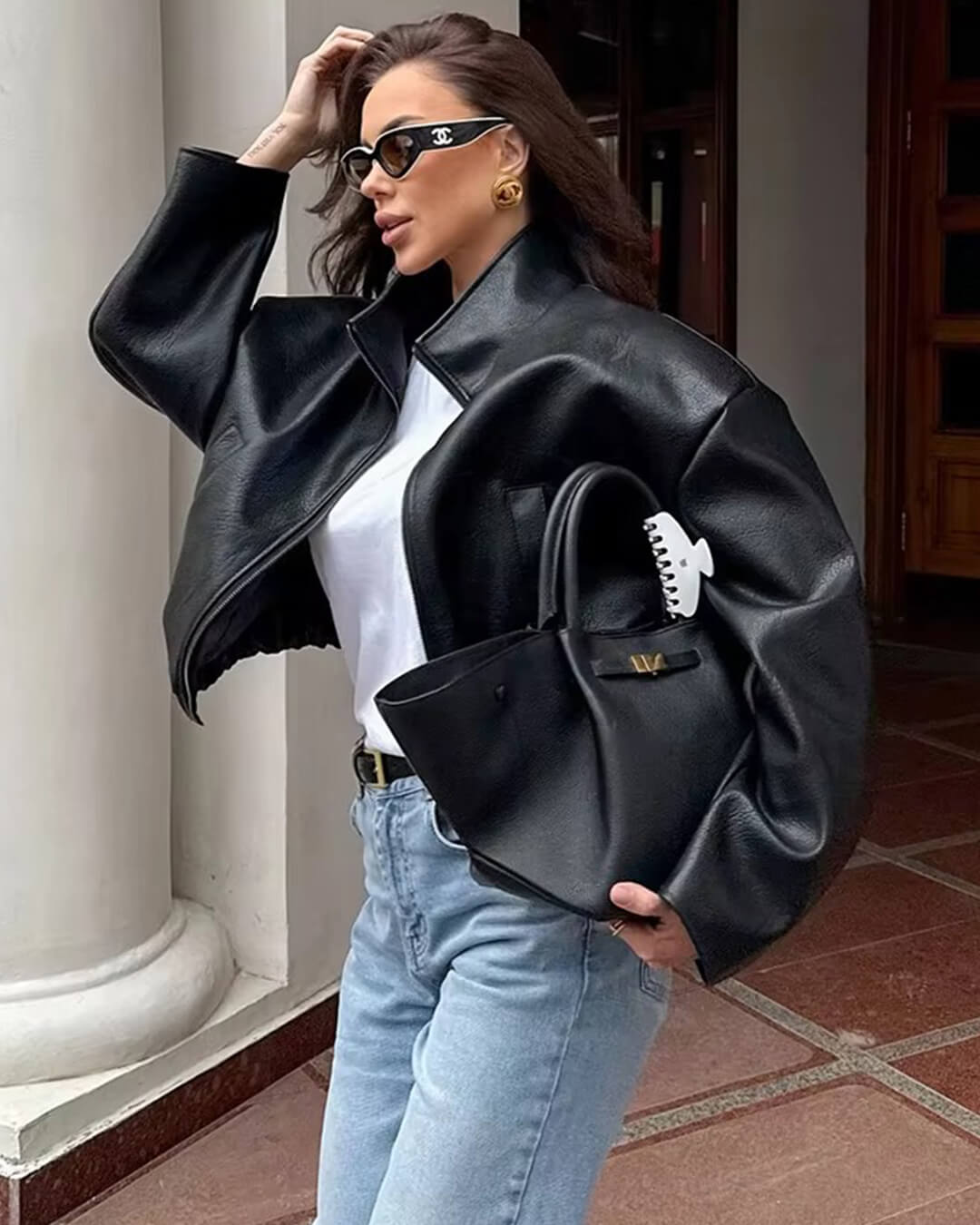 SOERA Sylvia Zip Up Leather Jacket - Jackets - BI1761546453489931280 Black S