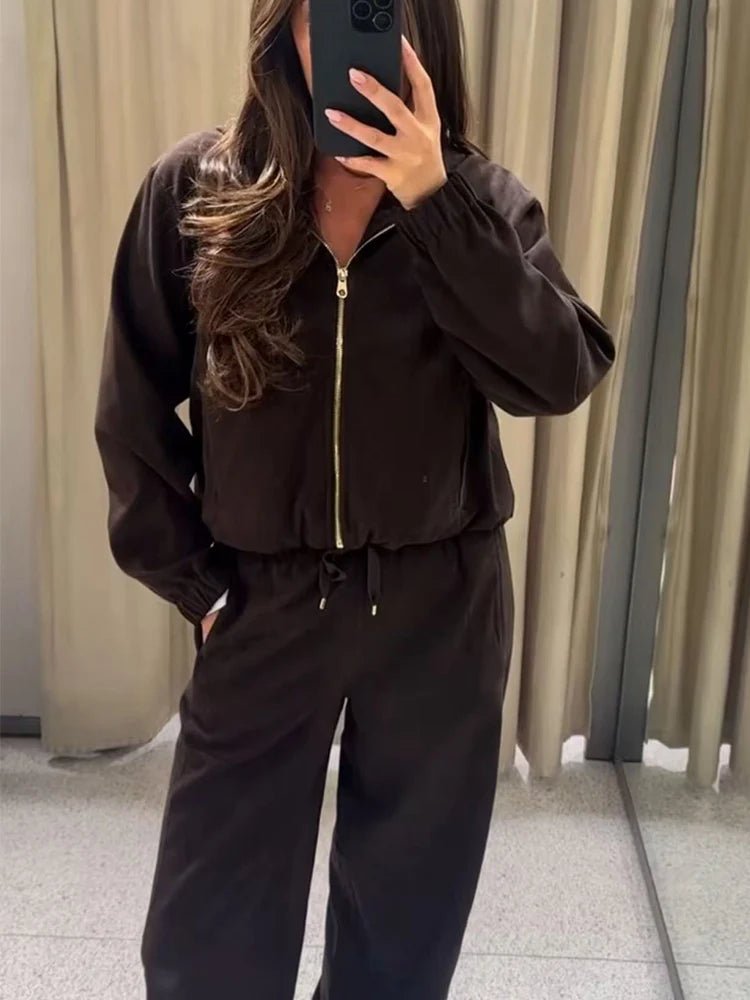 SOERA Amirah Hooded Tracksuit Set - Matching Sets - Set Coffee