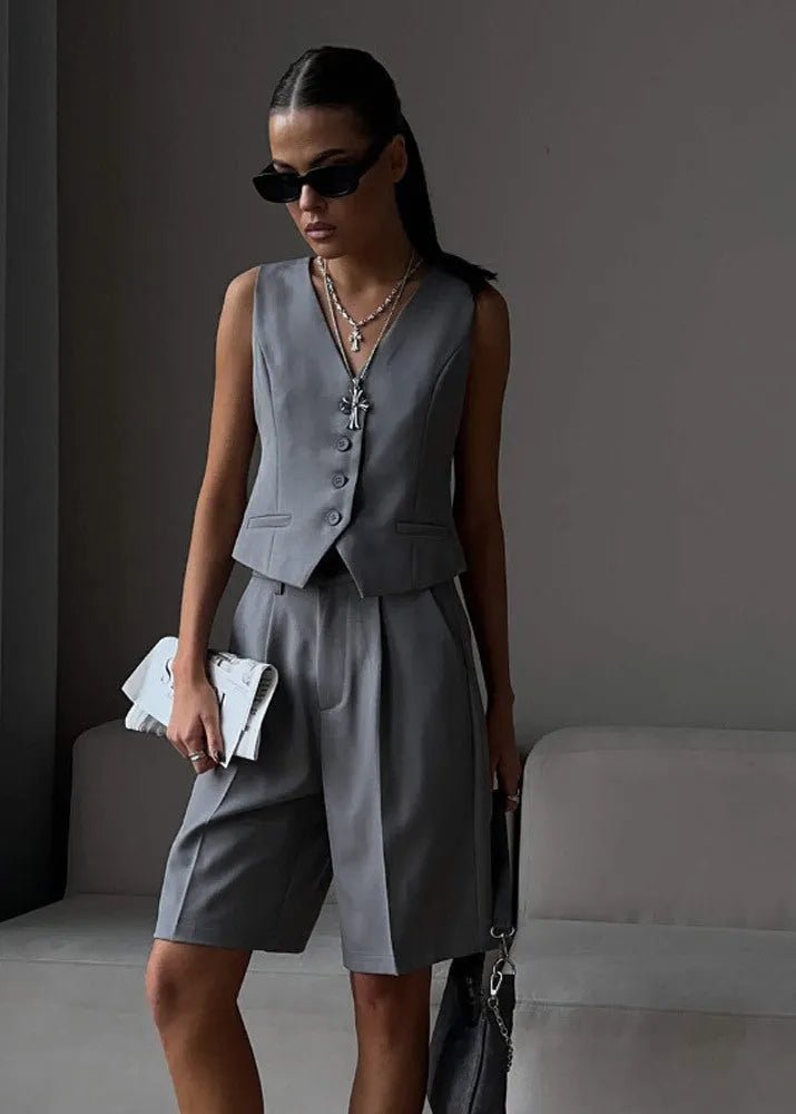 SOERA Bianca Tailored Vest & Bermuda Shorts Set - Matching Sets - White L