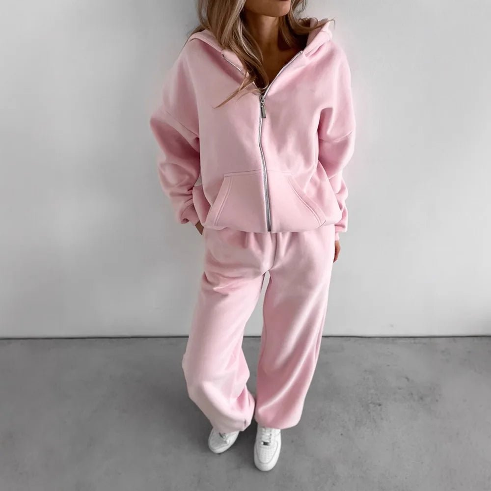 SOERA Cecilia Oversized Hoodie Track 2 Piece Set - Matching Sets - 1005009714209042-;Uj1769414230102940173 Pink M