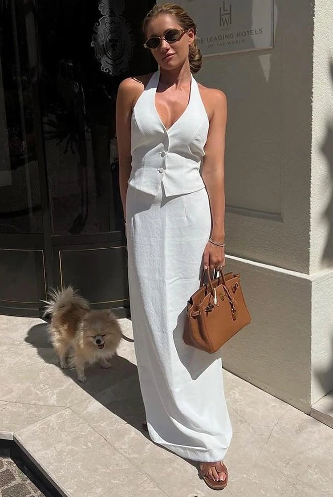 SOERA Lianna Halter Maxi Skirt Set - Matching Sets - 1005008735113023-;DH1771839650675656798 M