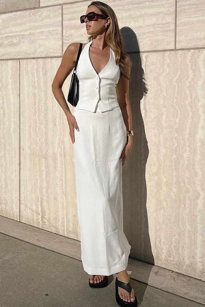 SOERA Lianna Halter Maxi Skirt Set - Matching Sets - 1005008735113023-;DH1771839650675656798 M