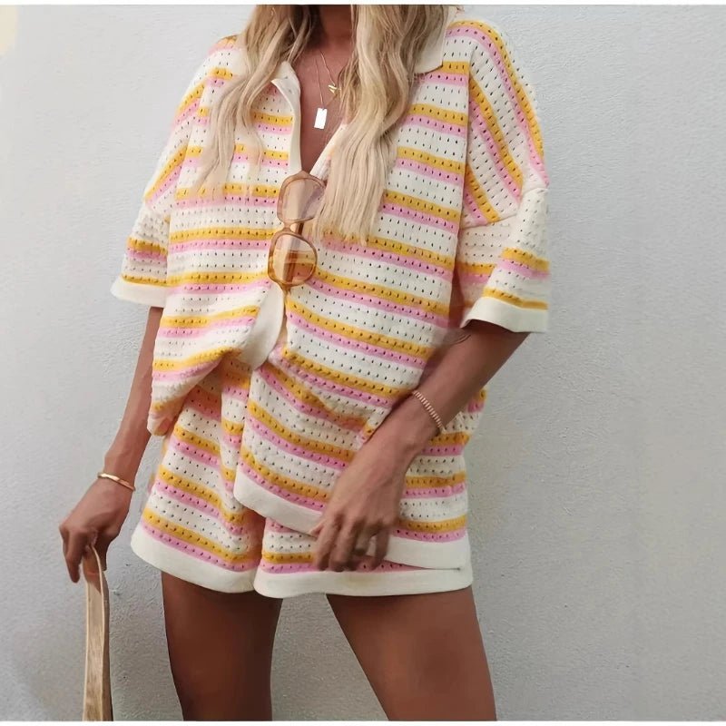 SOERA Neva Striped Knit Two-Piece Set - Matching Sets - Mixed Color S