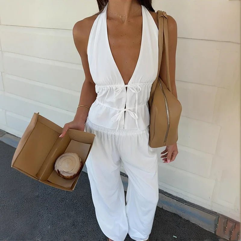 SOERA Renata Halter Cotton Two-Piece Set - Matching Sets - White S