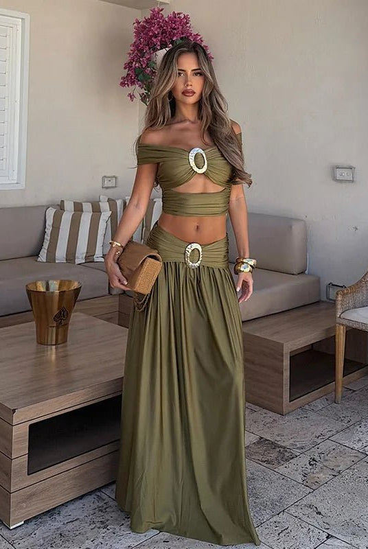 SOERA Sienna Two-Piece Crop Set - Matching Sets - SOERA-676419-A-S-57827 Green S