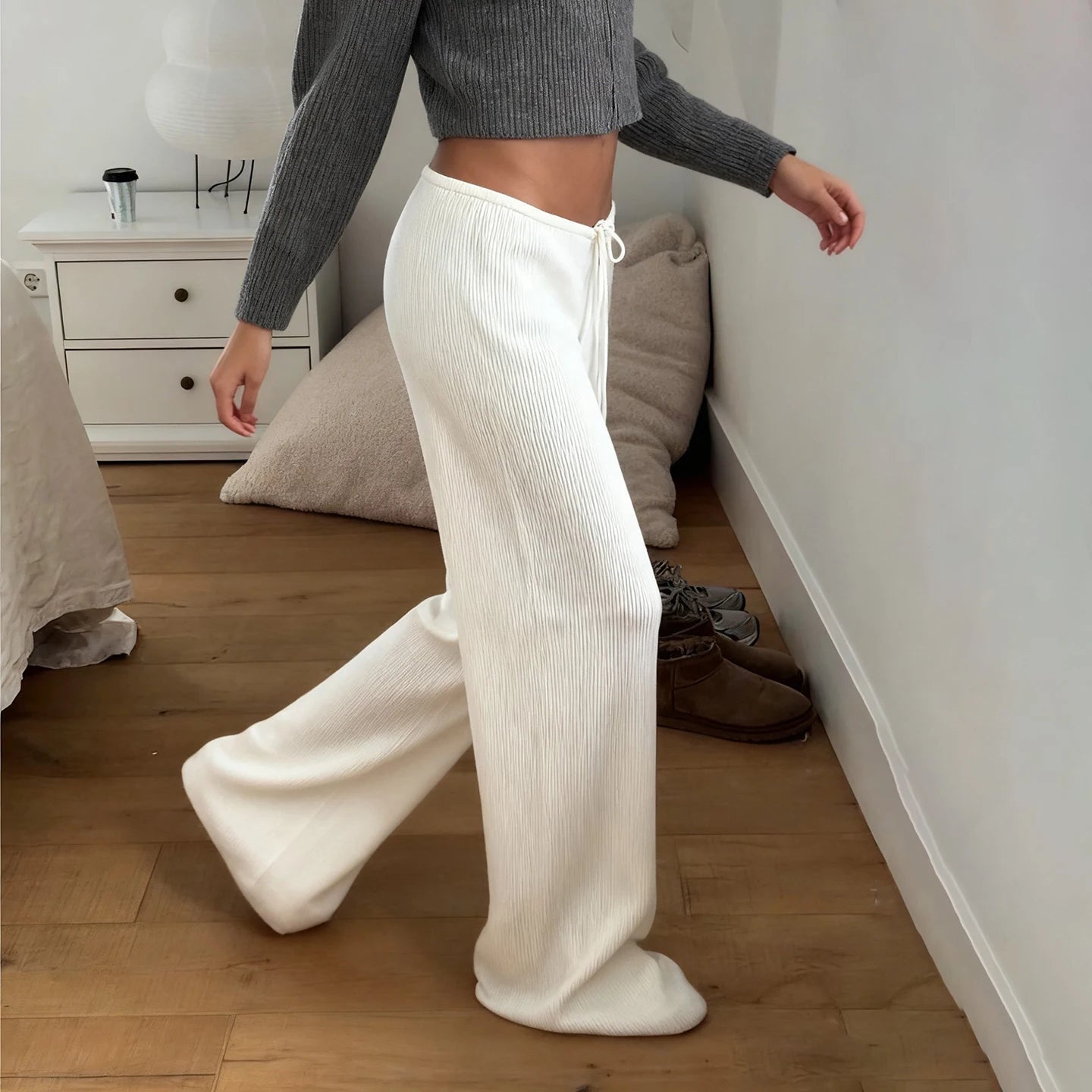 SOERA Lorena Knitted Lounge Pants - Pants - 1005010265045200-;qA1774012026644470725 White S