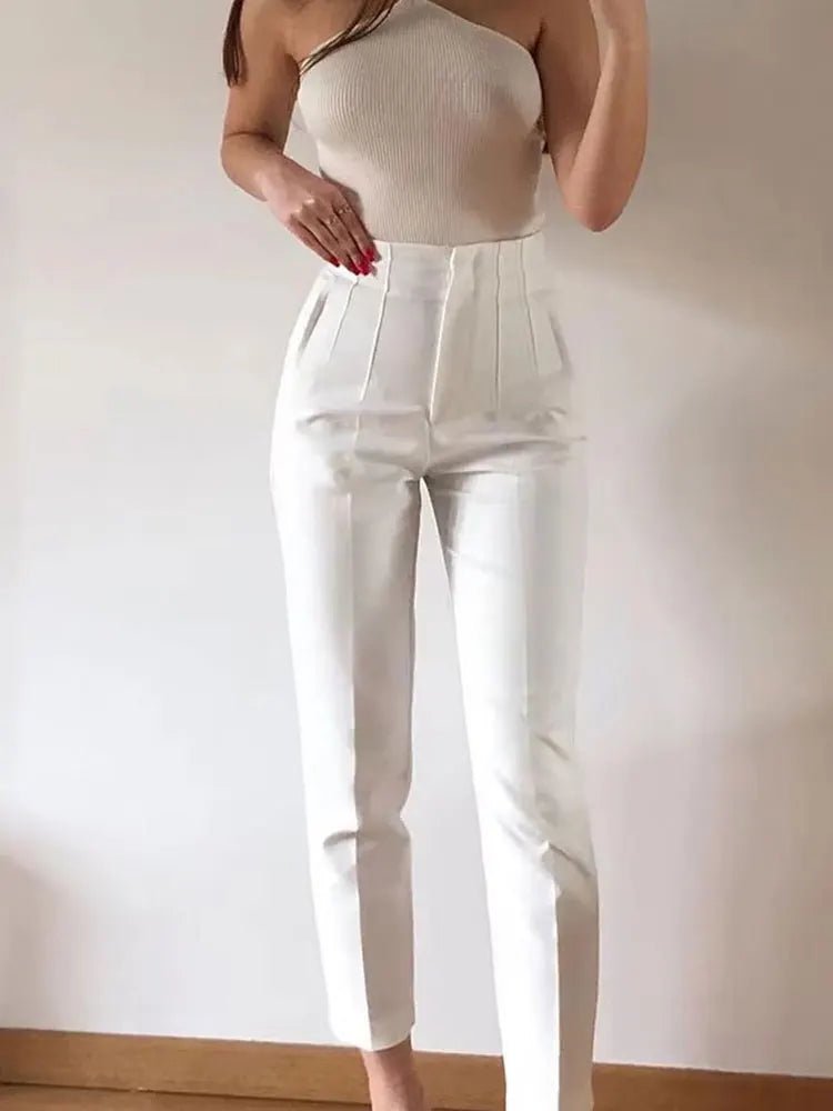 SOERA Sofia High Waist Pencil Pants - Pants - Cream XS