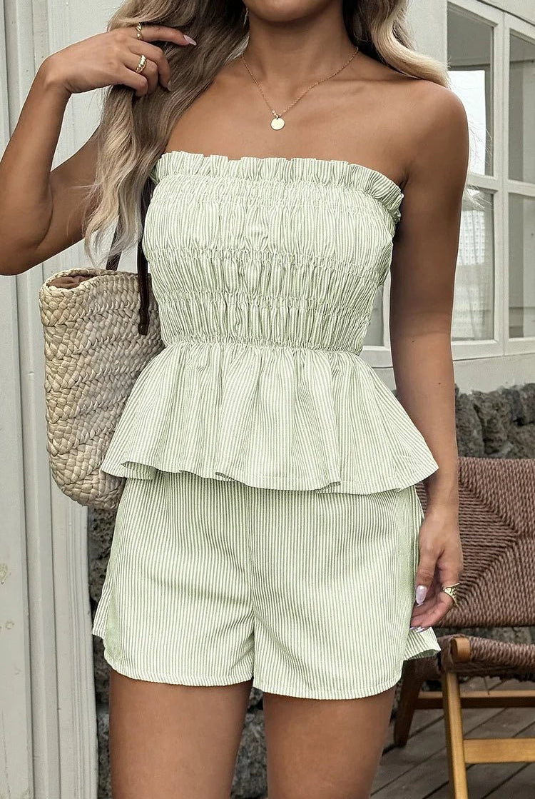 SOERA Cate Ruffled Top & Shorts Co - Ord Set - Set - 1005011845659350-;jN1776125343018477757 Green M