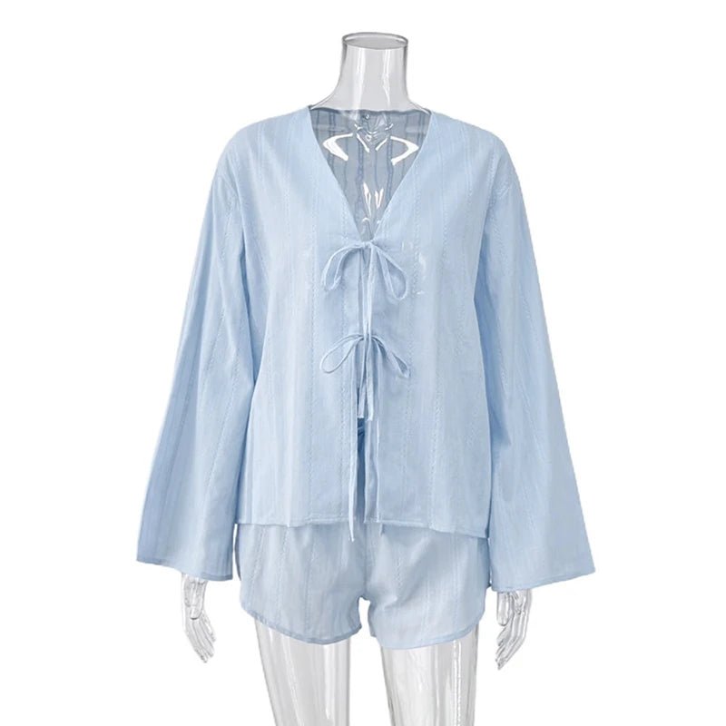 SOERA Julienne Cardigan Shorts Set - Set - 1005008557919058-;yi1769140529577781279 L