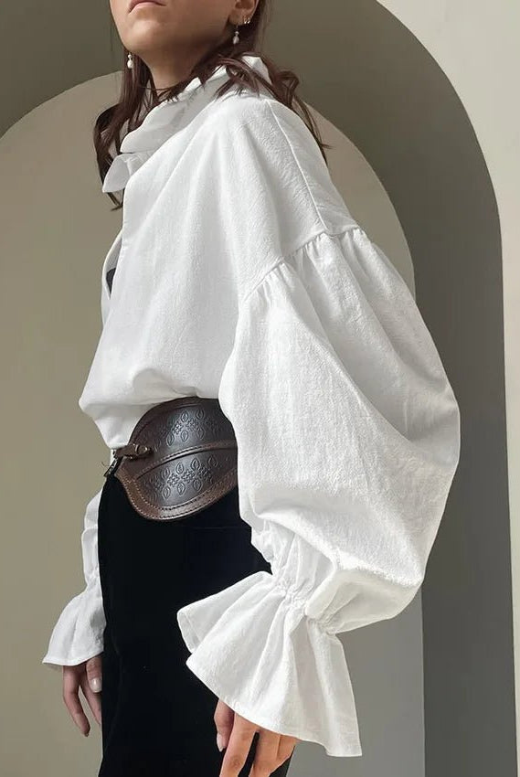 SOERA Vivian V - Neck Puff Long Sleeve Blouse - Shirts - 1005011795904064-;ae1776154513968542357 M