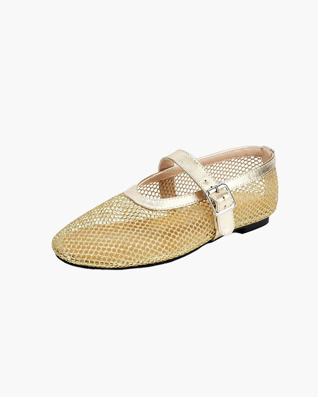 SOERA Bianca Buckled Mesh Ballet Flats - Shoes - Beige 35