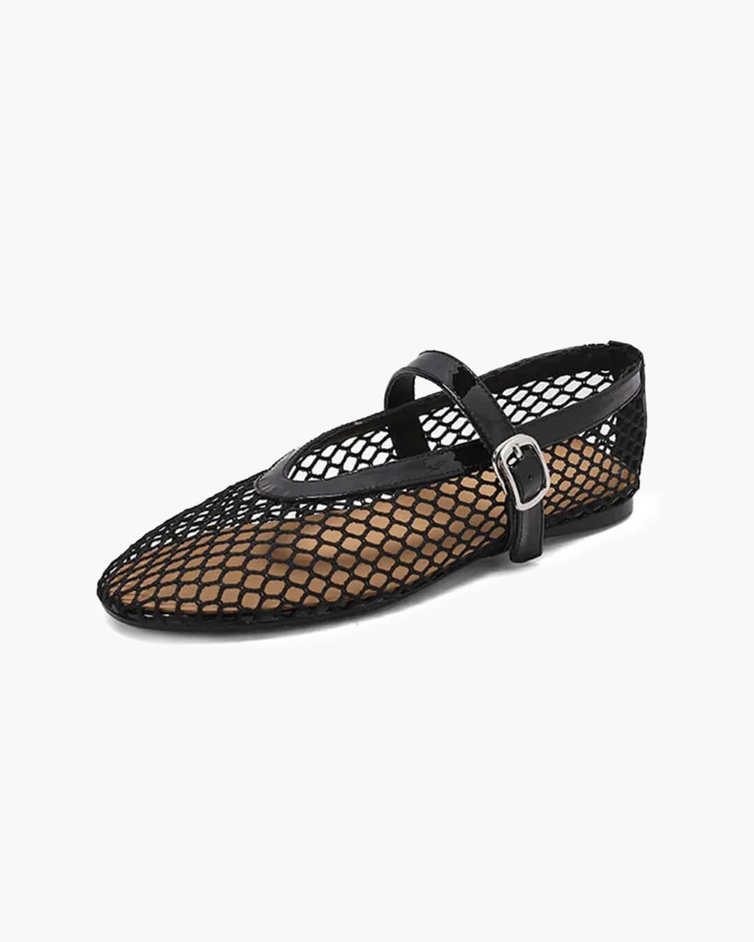 SOERA Bianca Buckled Mesh Ballet Flats - Shoes - Black 36