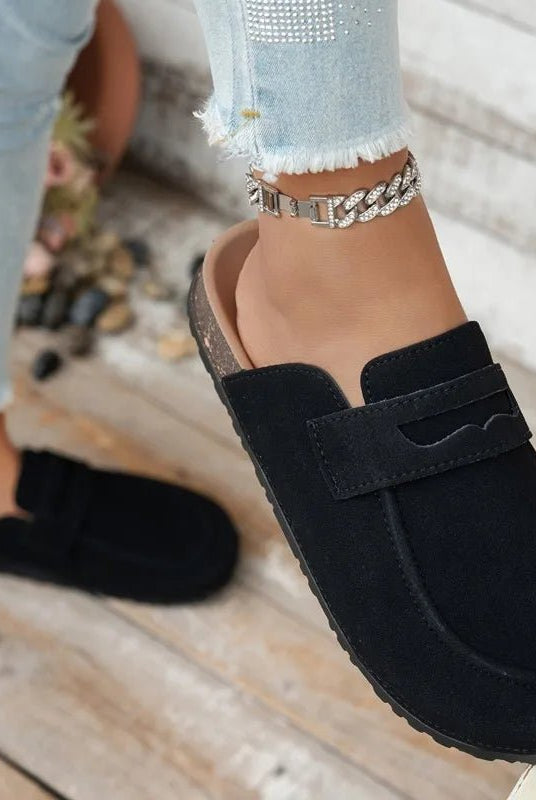 SOERA Bianca Cork Suede Mules - Shoes - Black 36