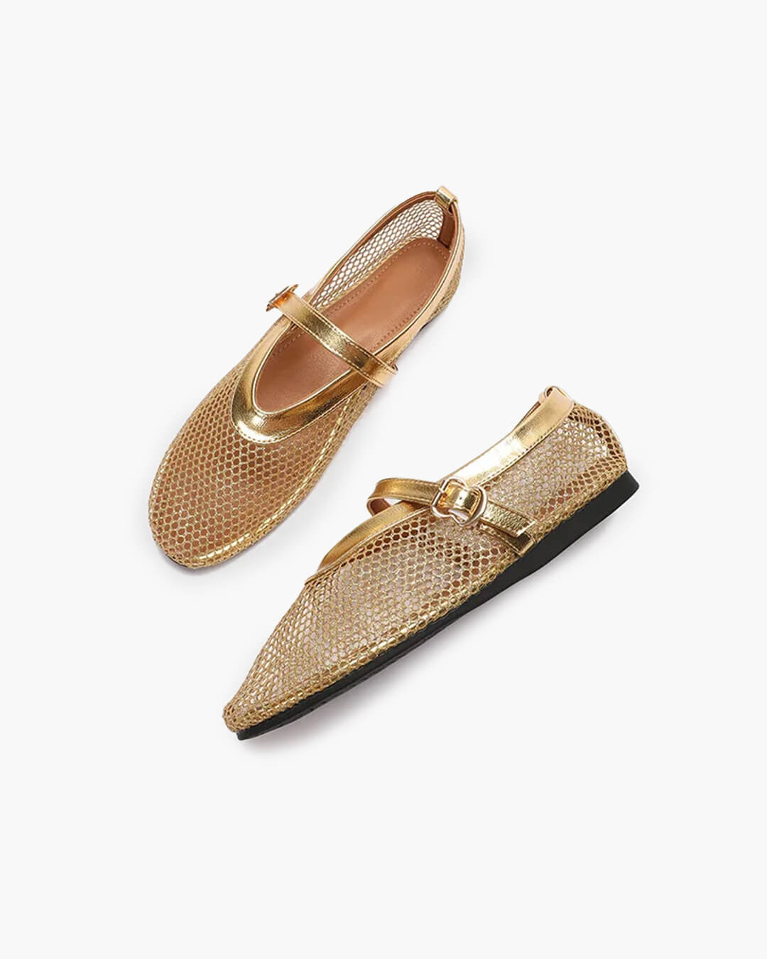 SOERA Elena Mesh Ballet Flats - Shoes - Gold 38