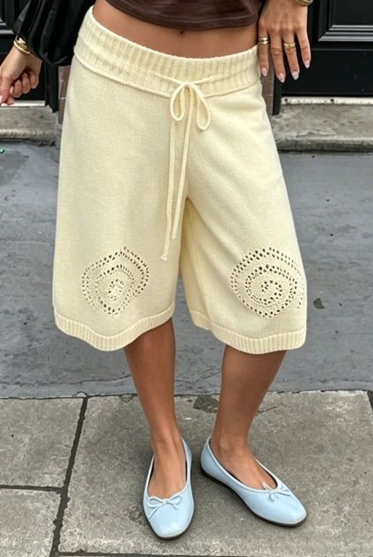 SOERA Sabina Knit Wide-Leg Culottes Shorts - Shorts - SOERA-231107-DEF-OS-40259 Yellow S