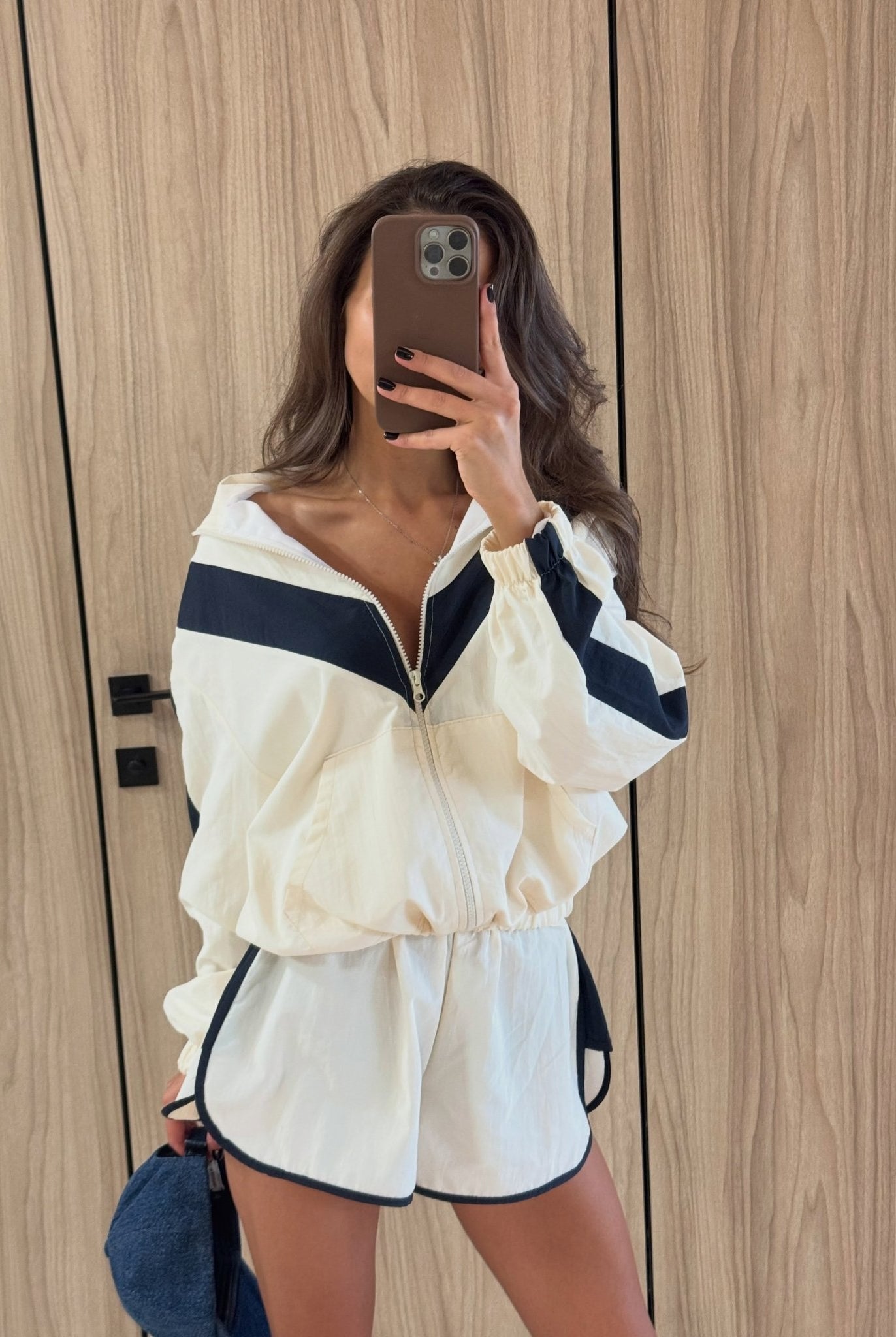 SOERA Aisiuka Chevron Windbreaker Shorts Set - Shorts Set - SOERA-142915-M-SET-55267 Set (Jacket+Shorts) M