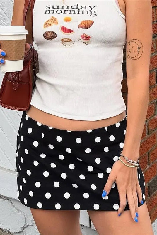 SOERA Bianca Polka Dot Mini Skirt - Skirt - Black XS