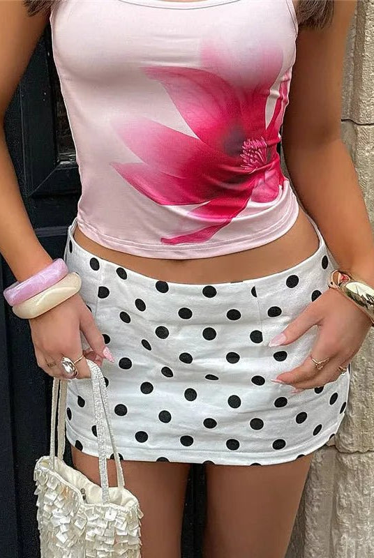 SOERA Bianca Polka Dot Mini Skirt - Skirt - White XS