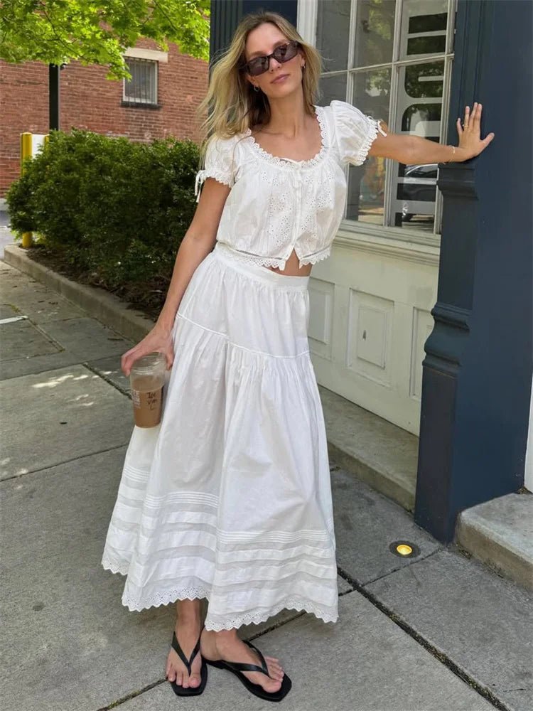 SOERA Blair High - Waist Lace Maxi Skirt - Skirt - White