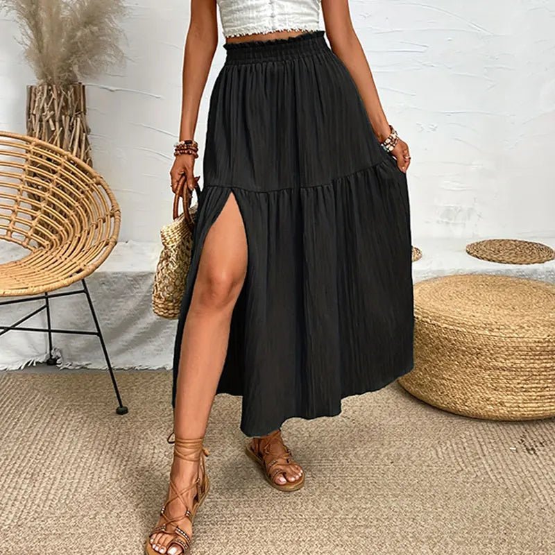 SOERA Maia Bohemian Midi Ruffle Skirt - Skirts - Black S