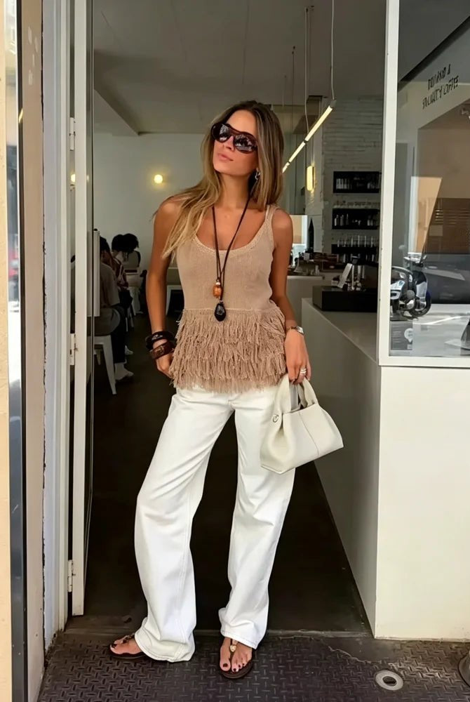 SOERA Aitanka Tassel Knit Tank Top - Tank Tops - SOERA-634435-L-OS-81251 L