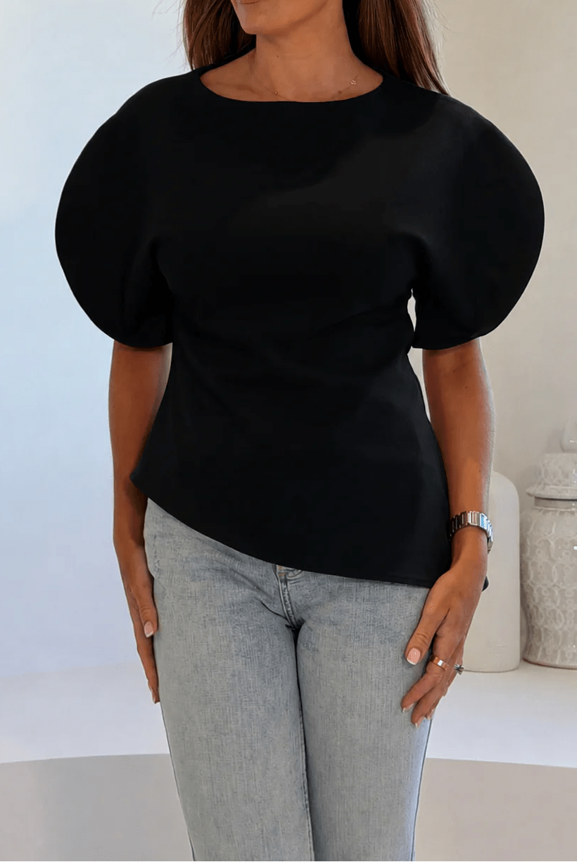SOERA Sienna Tricot Balloon Sleeve Top - Top - SOERA-585475-M-BLACK-73731 Black M