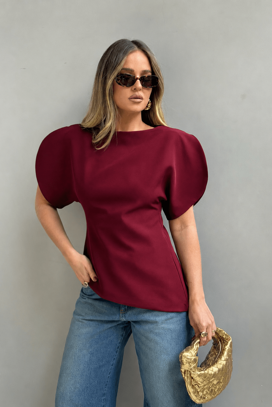 SOERA Sienna Tricot Balloon Sleeve Top - Top - SOERA-585475-S-TAUPEB-08195 Taupe Brown S