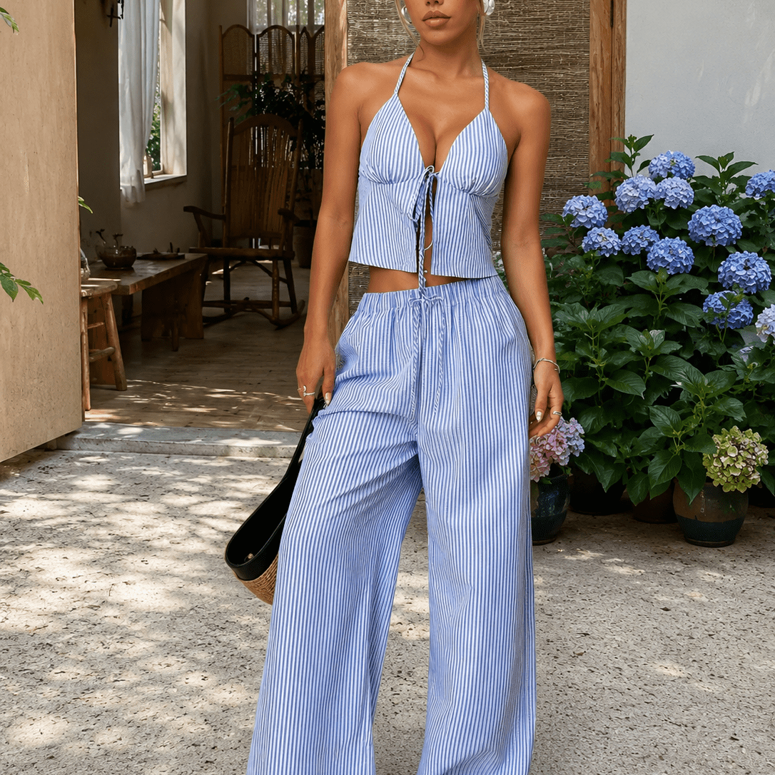 SOERA Simone Striped Halter Top - Top - SOERA-168323-AZU-XS-84035 Azul XS