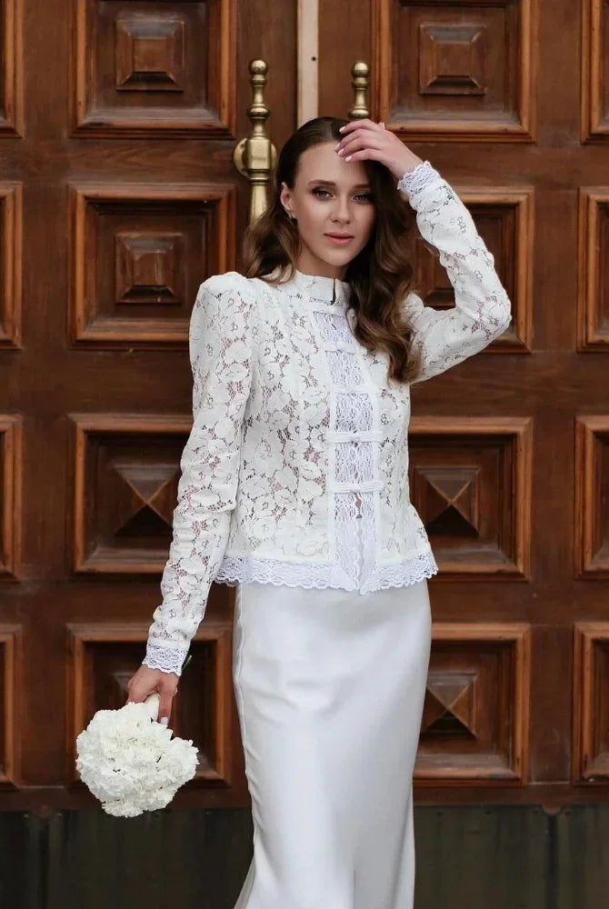 SOERA Katalina Puff Sleeve Lace Blouse - Tops - 1005010356871983-;IK1771494648610093426 White M