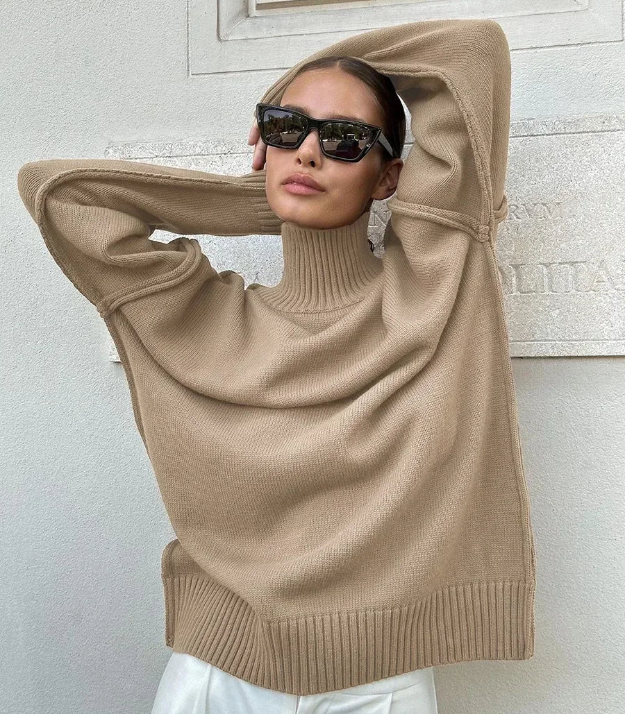 SOERA Katie Turtleneck Knit Sweater - Tops - 1005007526537365-;SY1763050844741338534 Burgundy L