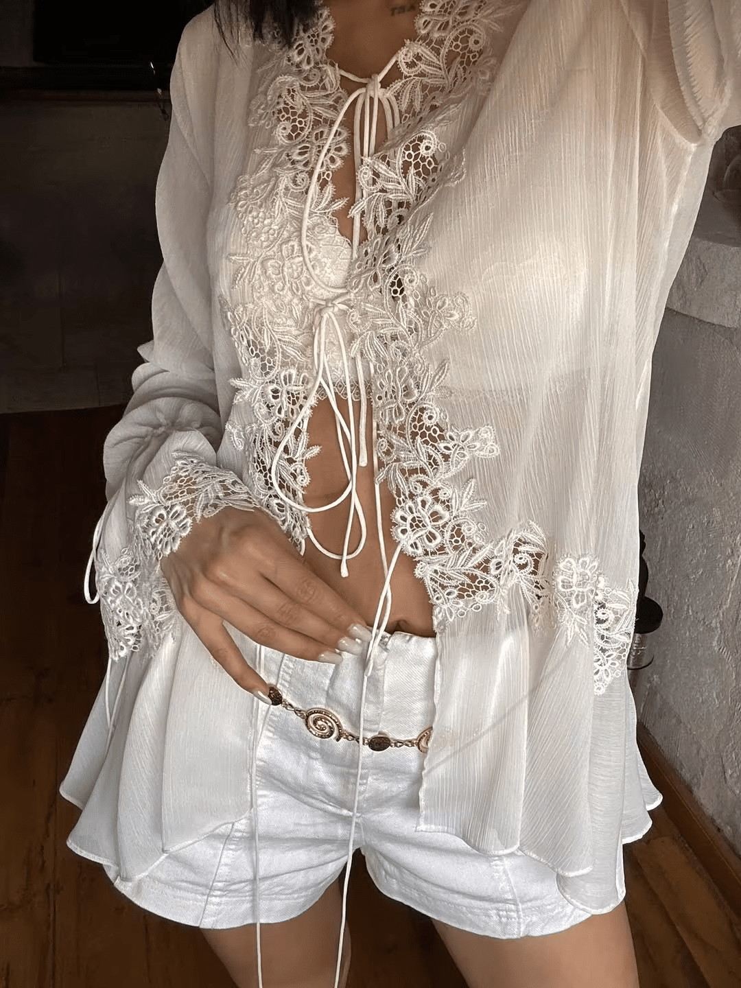 SOERA Marin Hollowed Out Cardigan Top - Tops - SOERA-283715-WHI-L-77059 White L