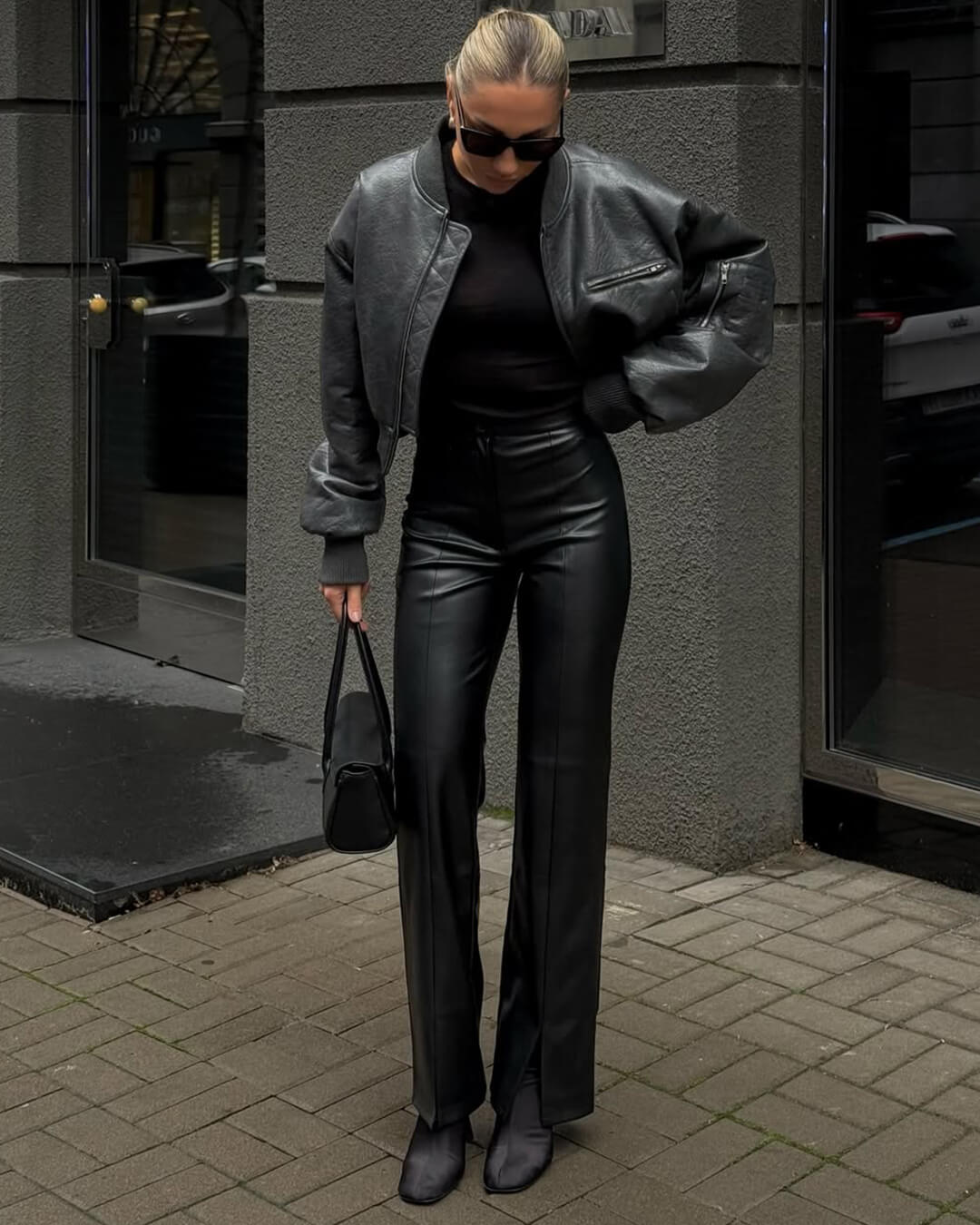 SOERA Michelle Faux Leather Flare Pants - Trousers - 3256807950001874-;KJ1764102178784210220 Black S