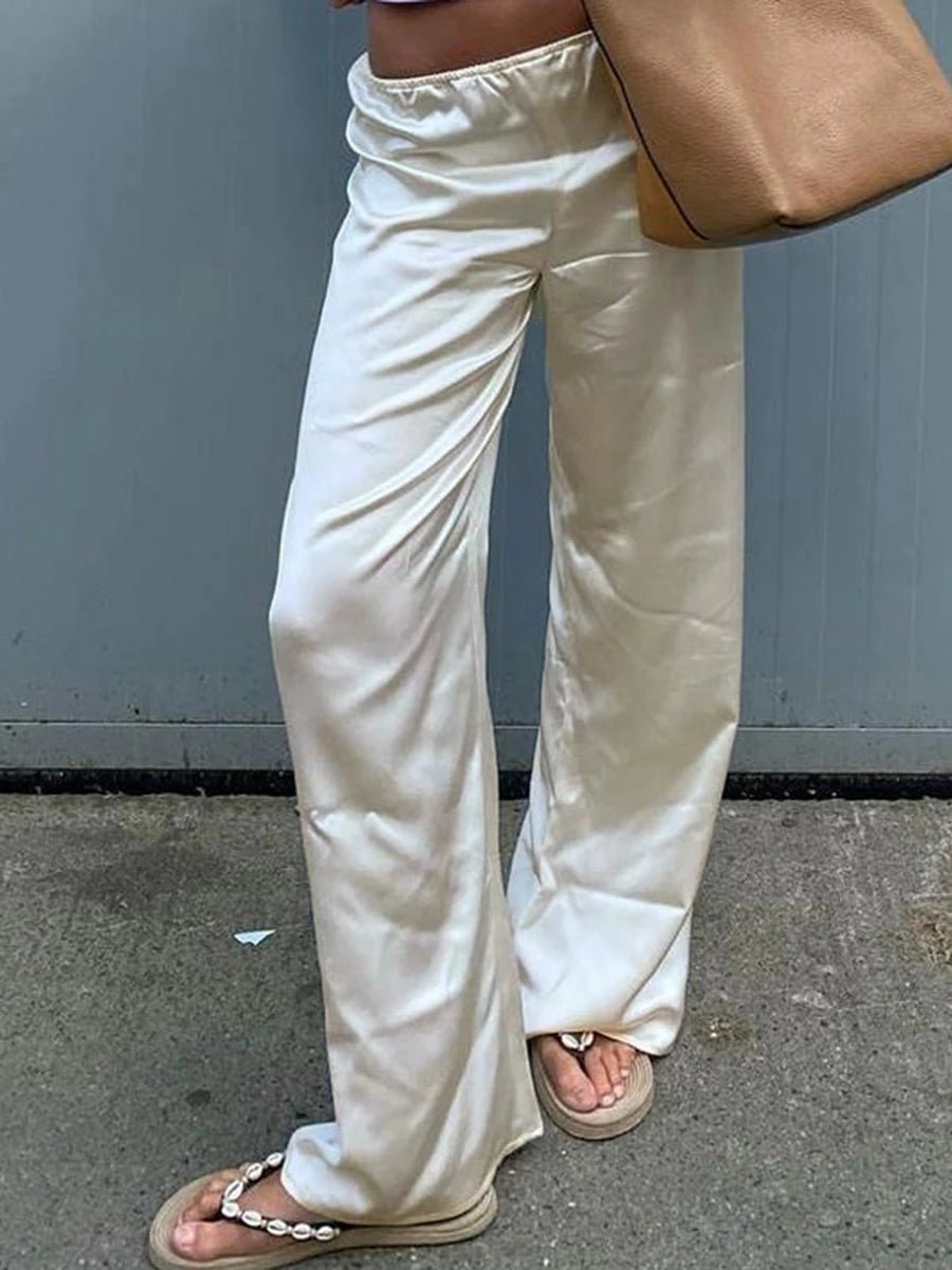 SOERA Wendy Wide Leg Satin Trousers - Trousers - 3256808273823050-;AW1763832189655017141 White L