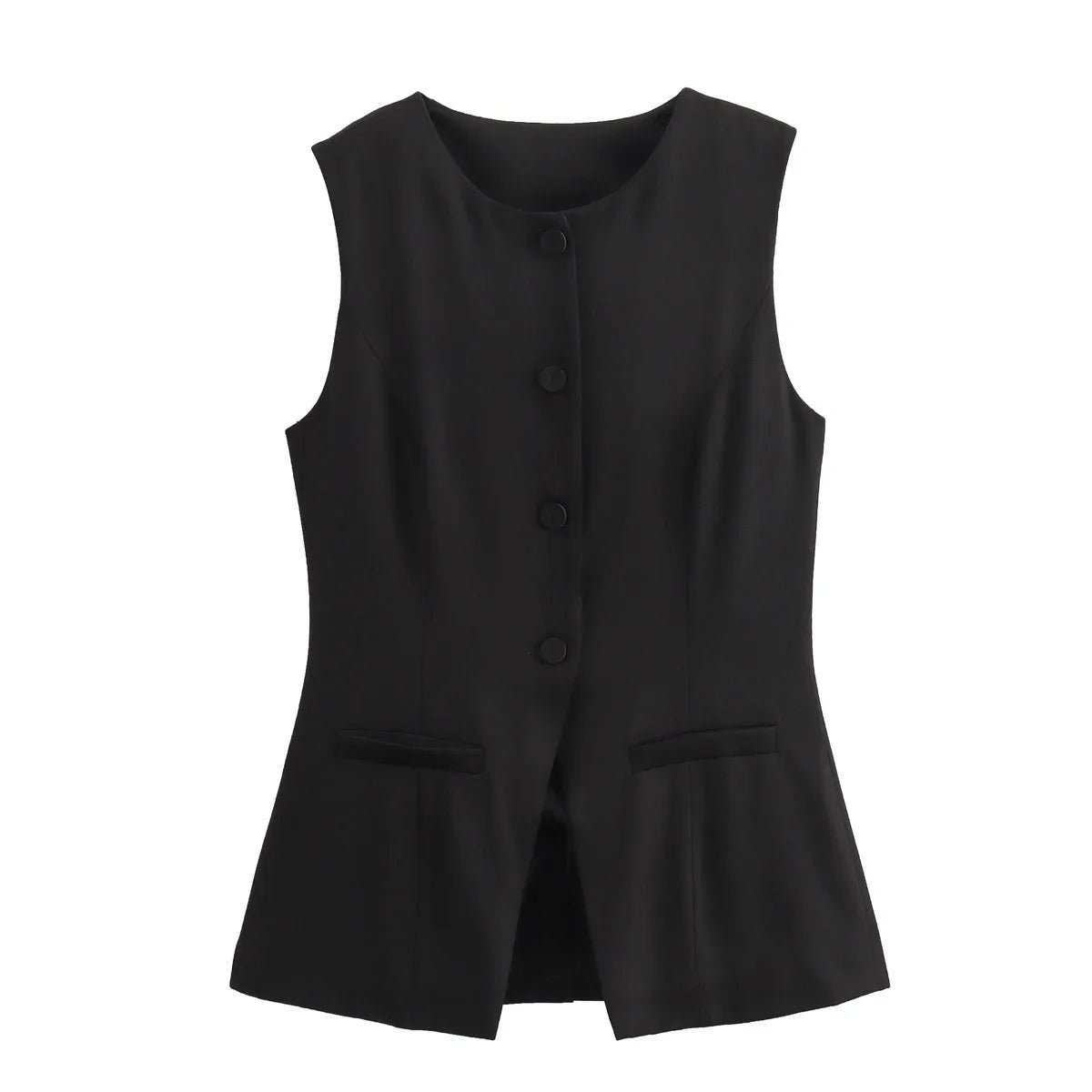 SOERA Priya Button-Up Vest Top - Vest - Black XS