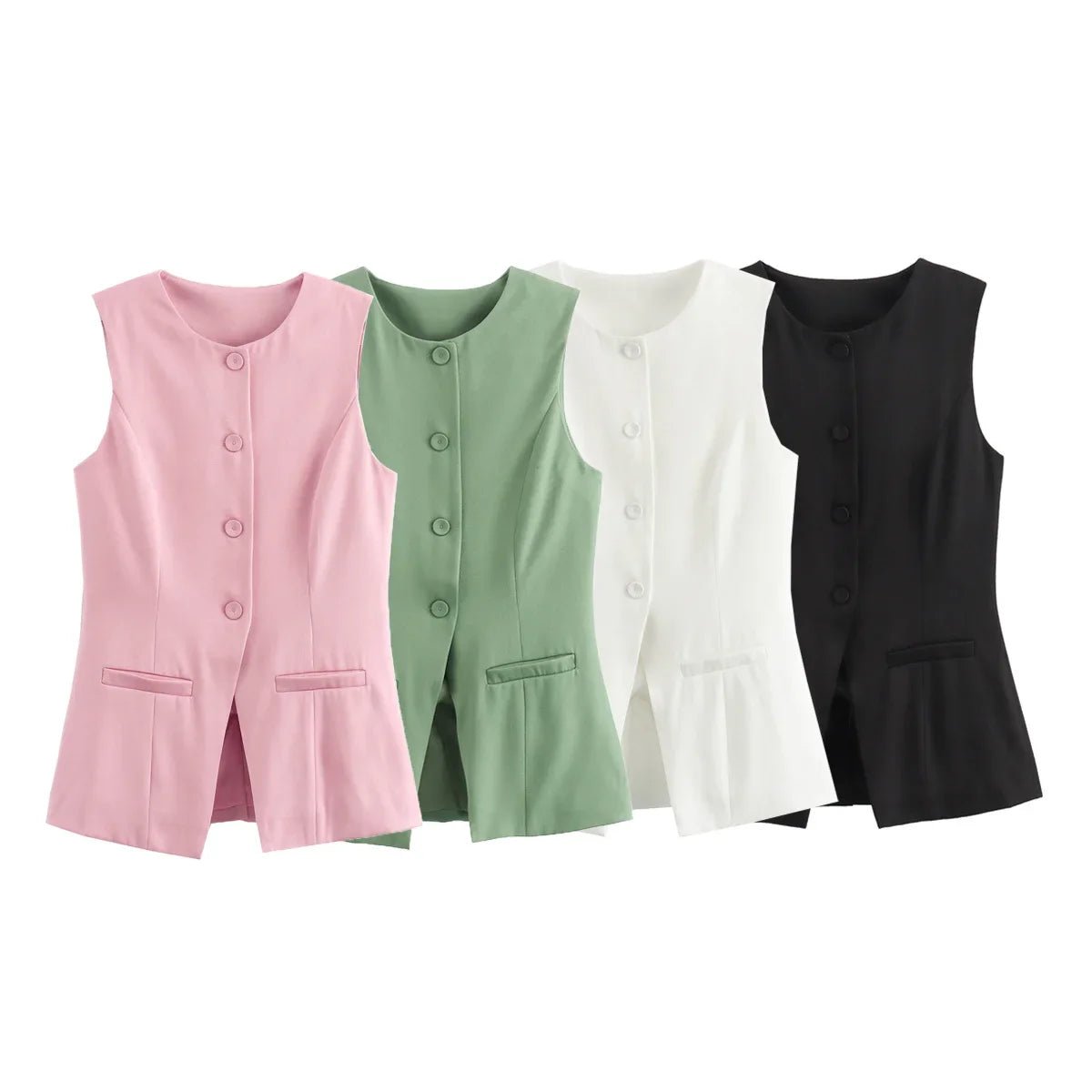 SOERA Priya Button-Up Vest Top - Vest - Green XS