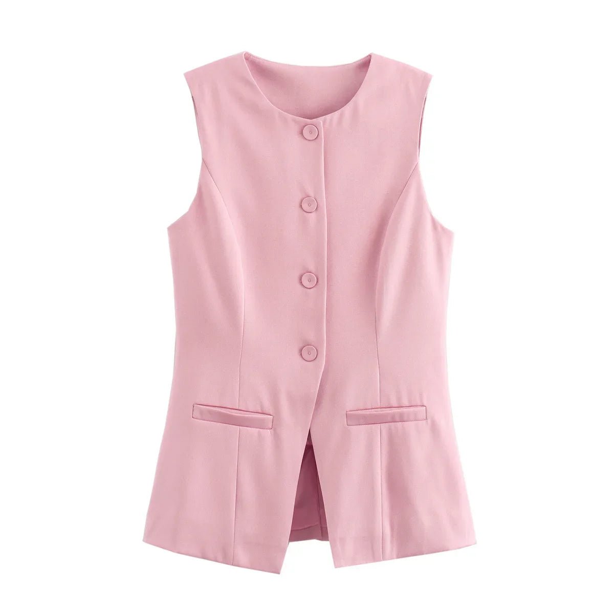 SOERA Priya Button-Up Vest Top - Vest - Pink XS