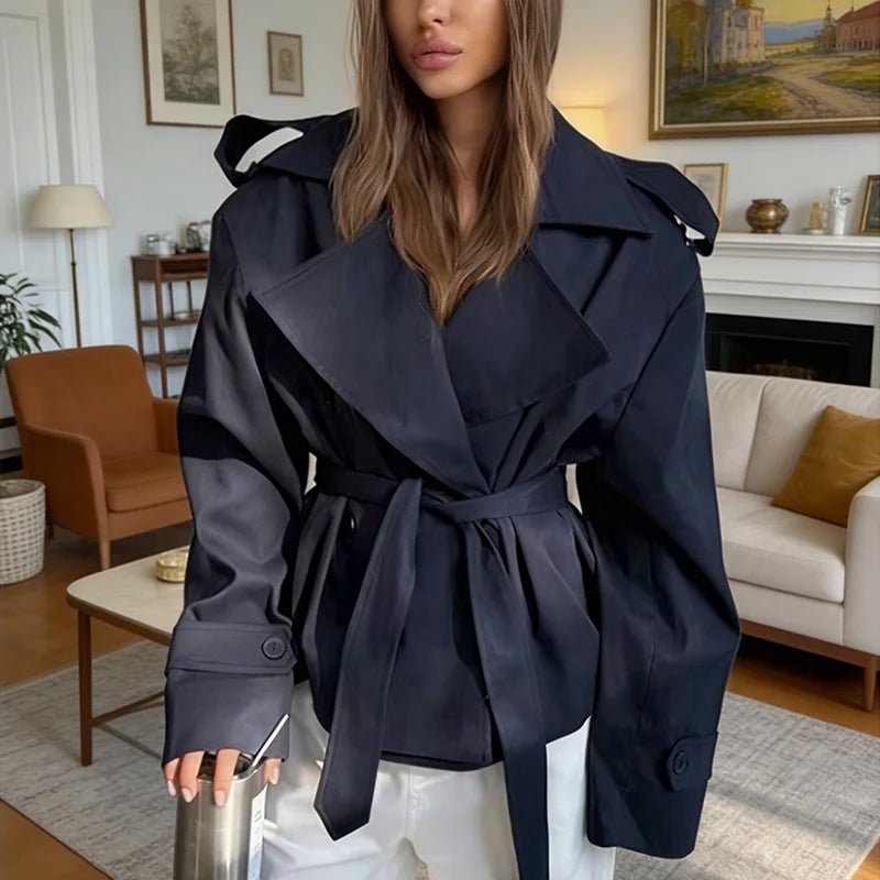 SOERA Tara Lace Up Cropped Trench Coat - Women's Jackets - 1005010209802968-;GE1775118772178530229 Red XL