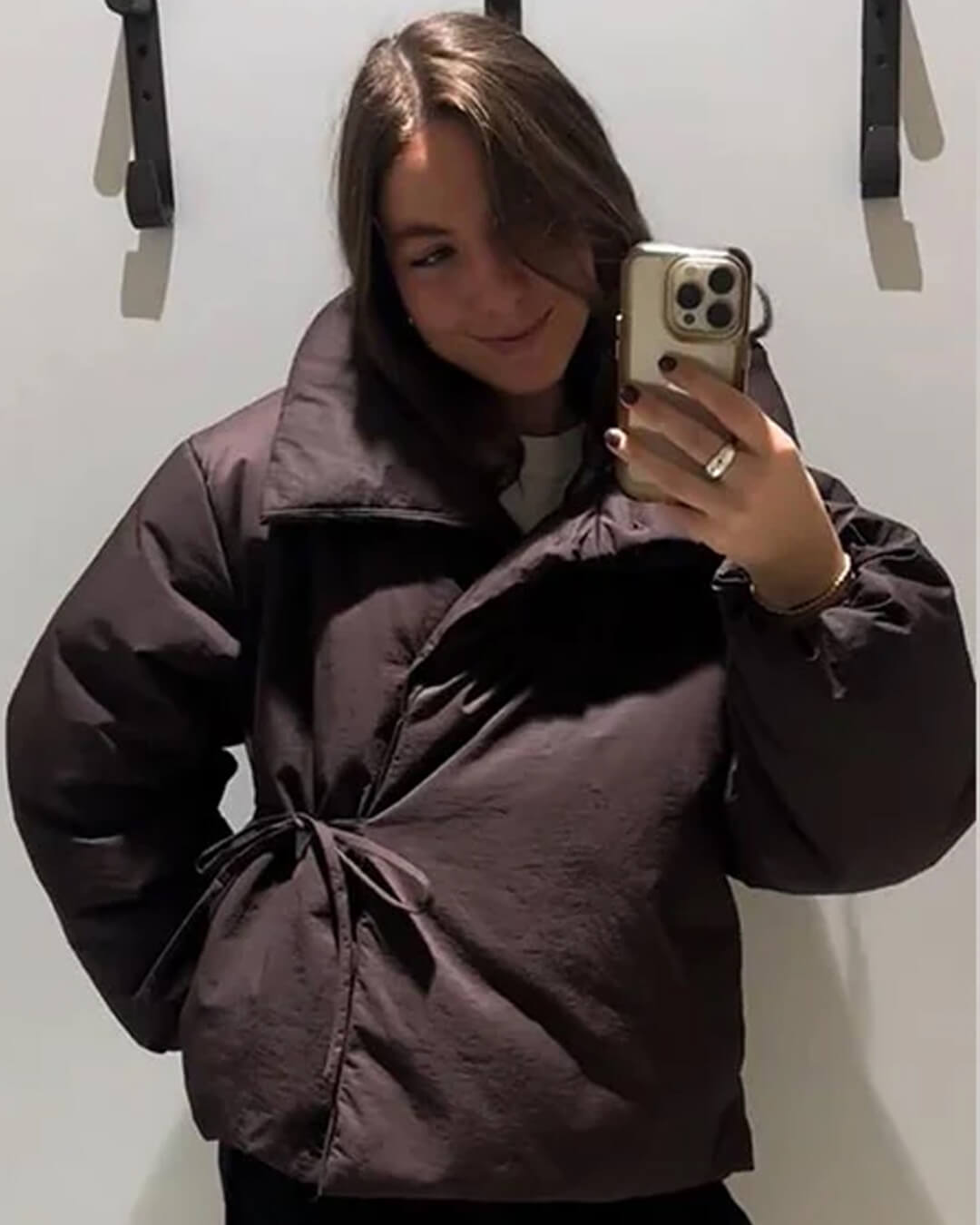 SOERA Suzy High Collar Tie - Up Puffer Jacket - Women's Outerwear - 1005010209484725-;Vc1762998398930484699 Brown M