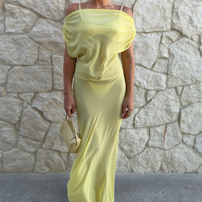 Iris Vestido Maxi de Malla con Espalda Descubierta