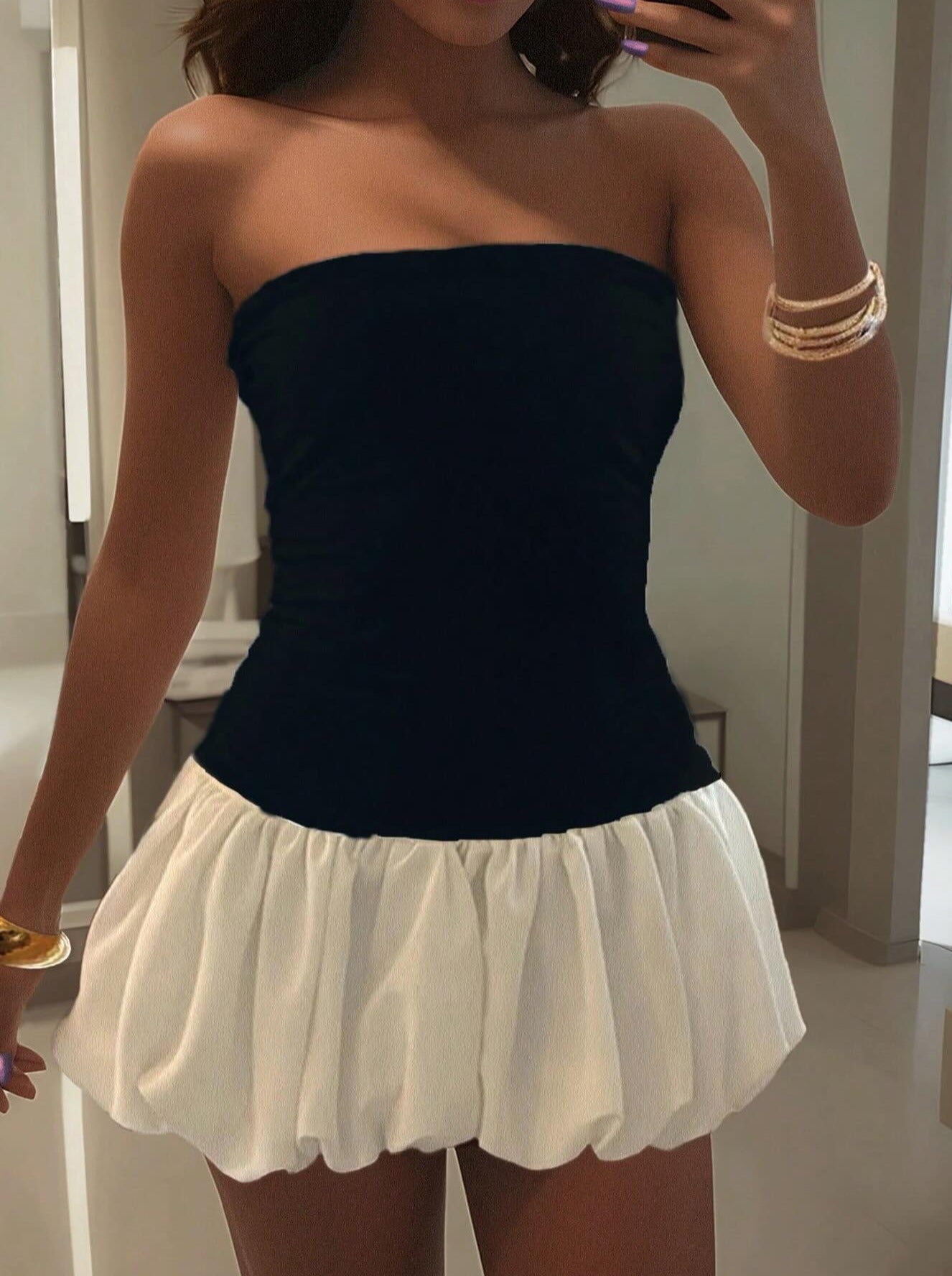 Vestido Maurie con cintura baja y bajo globo
