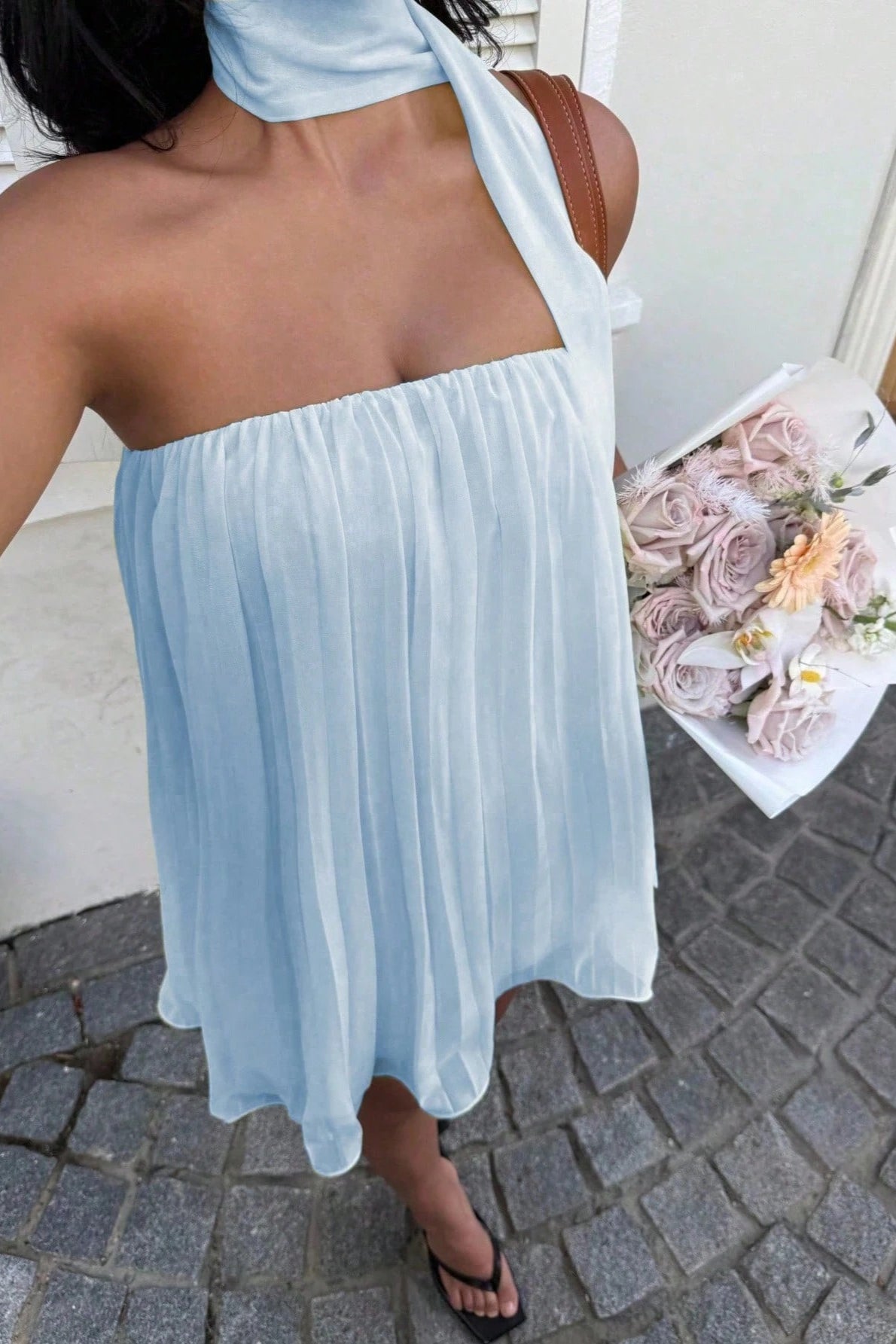 Aliya vestido mini bandeau fruncido
