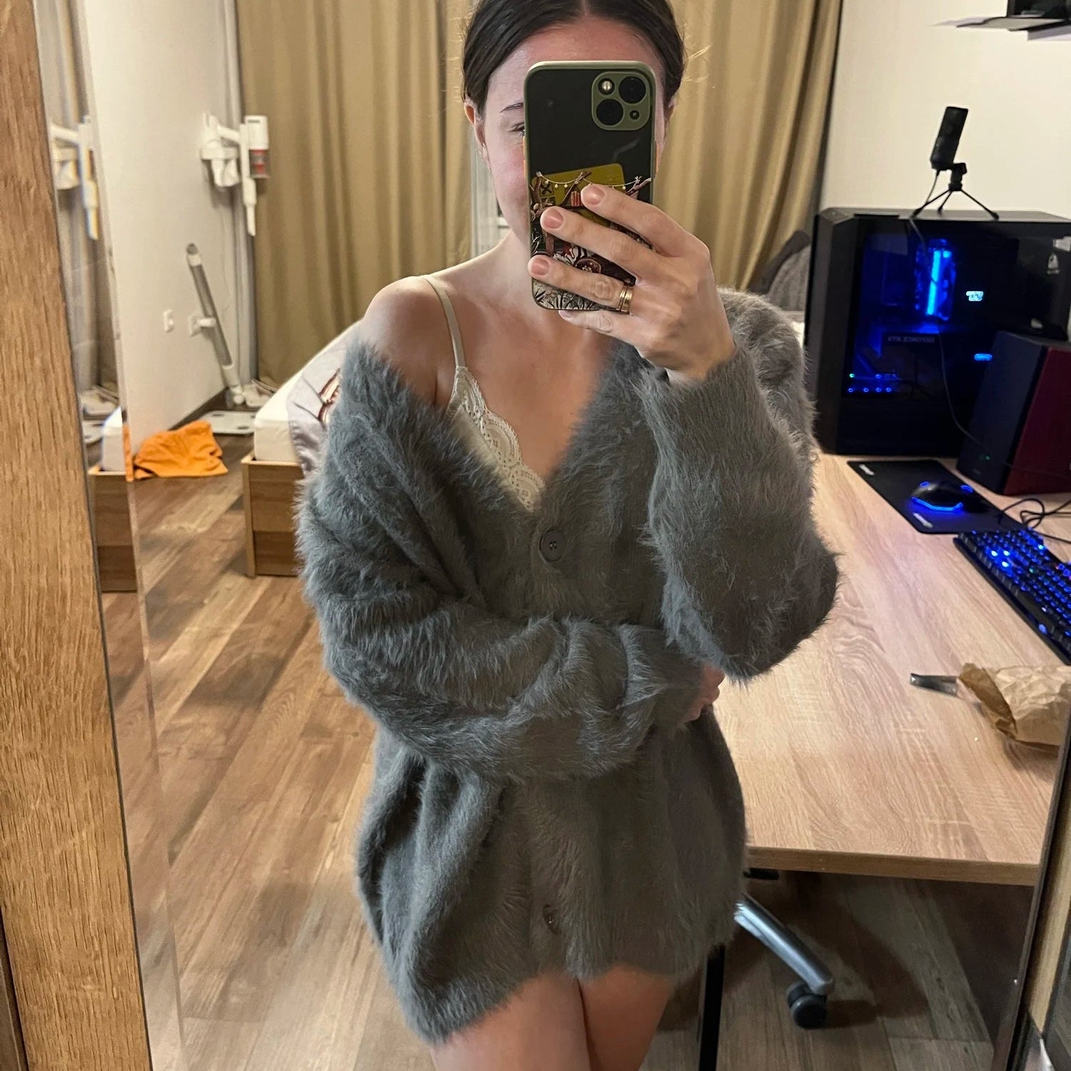 Cardigan de Malha Terry Aconchegante