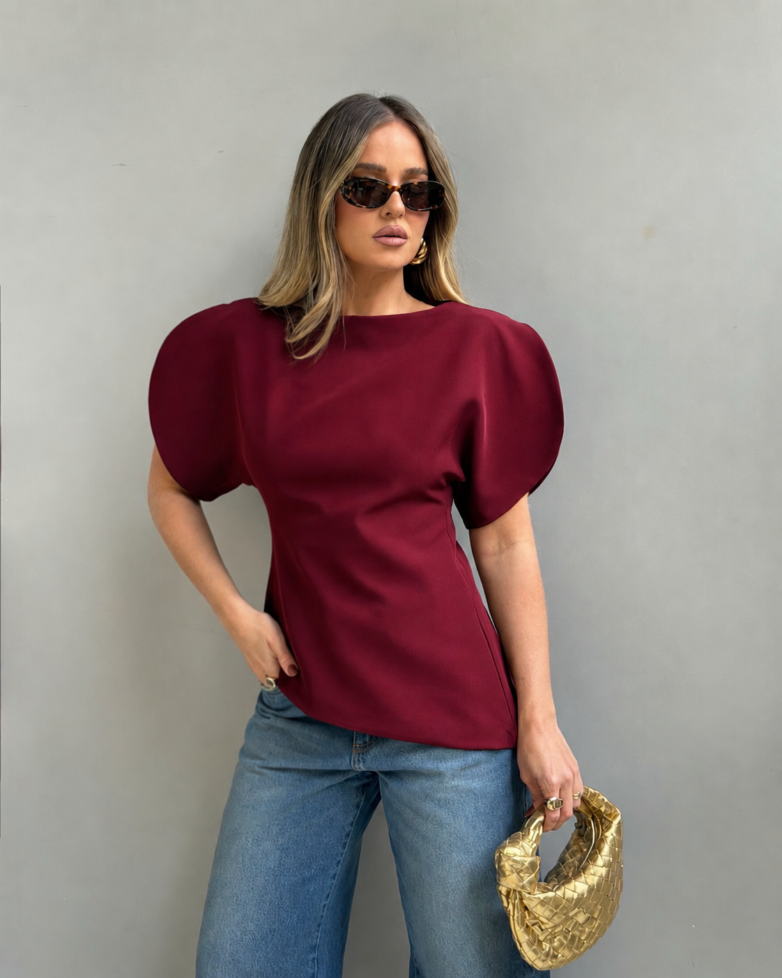 Top Sienna tricot con mangas globo
