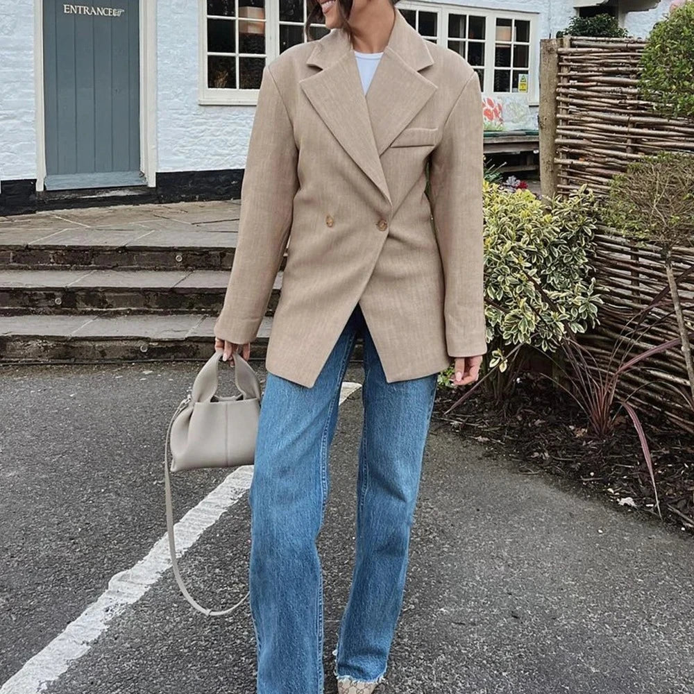 KONDALA Women's Black Blazer - Chic Autumn Office Jacket with Turn-Down Collar, Vintage Style 3