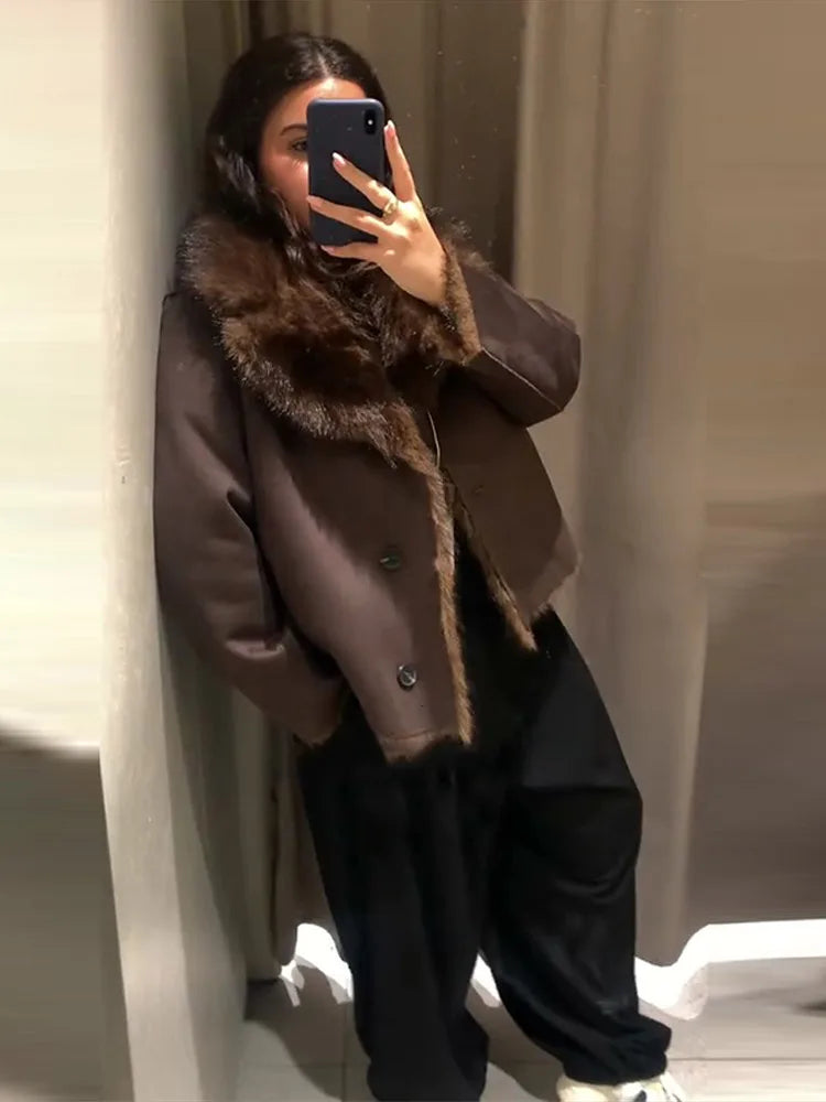 Reversible Faux Fur Winter Coat for Women - Chic High Street Jacket 5